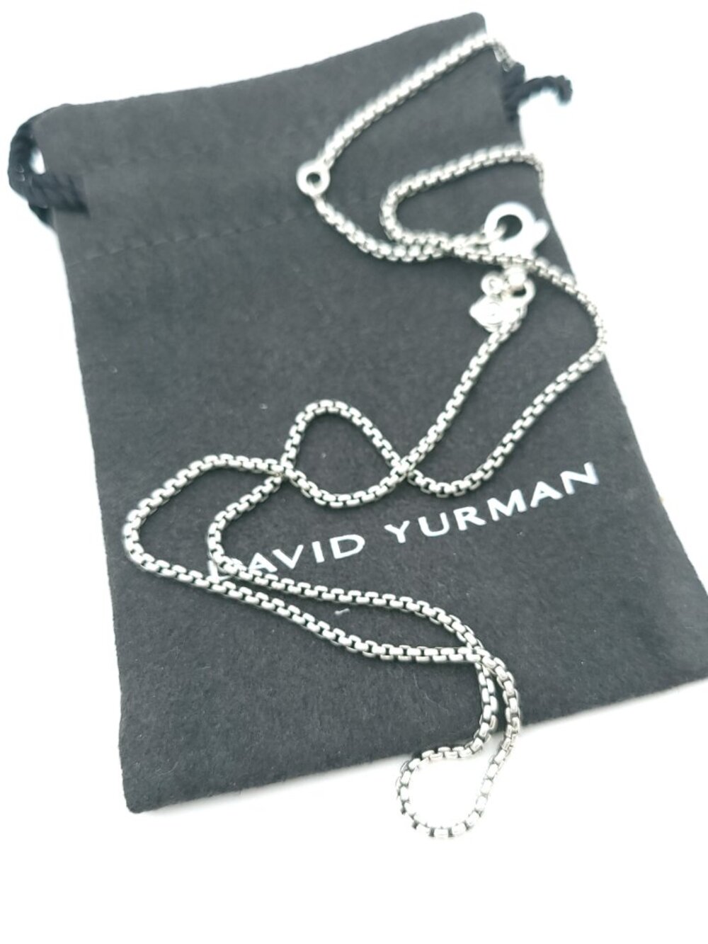 DAVID YURMAN Sterling Silver 1.8mm Unisex Small Box Chain 17-18 inch Necklace
